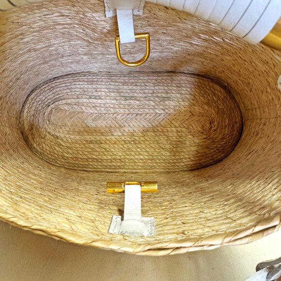 Altuzarra Watermill Straw Metal Handle Mini Bag – Natural/White - Picture 9 of 10